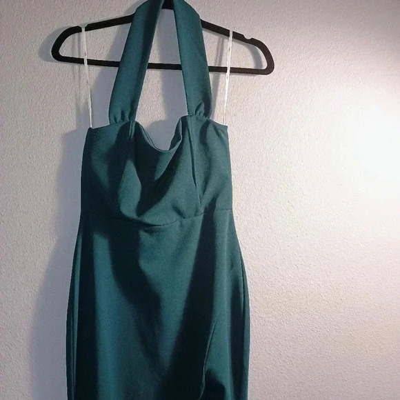 Lulus Elegant Behavior Emerald Green Halter Mermaid Maxi Dress Prom Formal - Picture 9 of 13